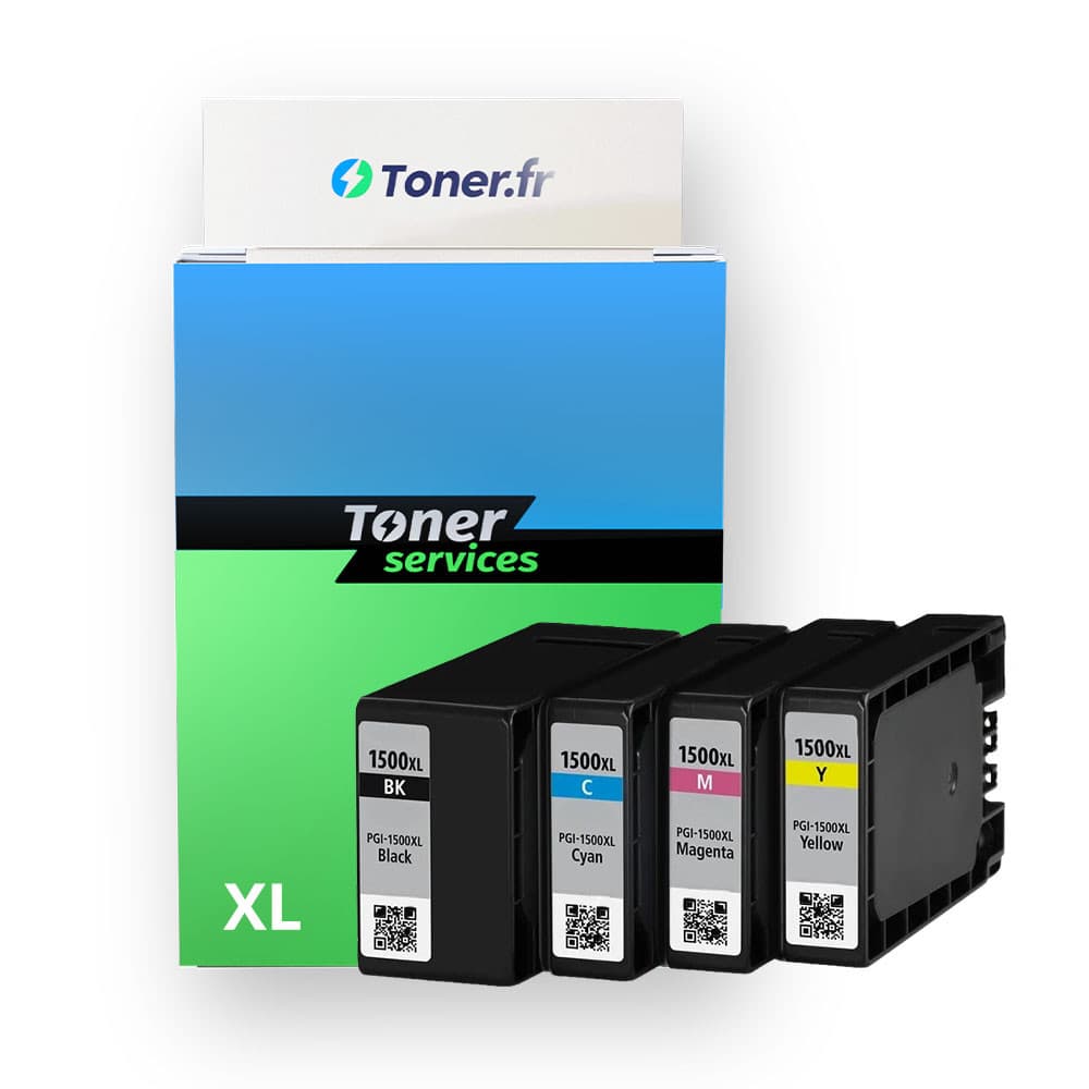 Pack de 4 cartouches d'encre compatibles Canon PGI1500 XL Noir et couleurs